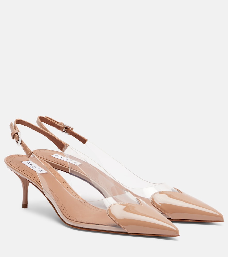 Alaia Alaïa Le Caur 55 leather and PU slingback pumps