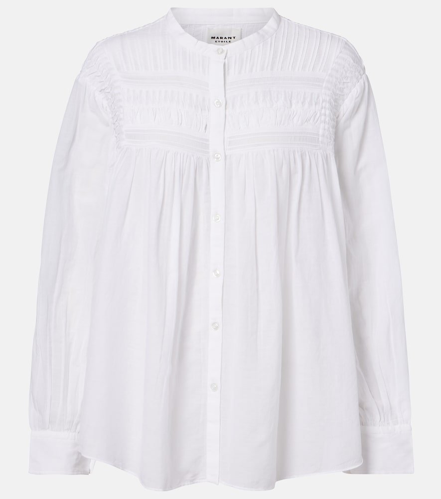 Marant Etoile Women's White Elodia Embroidered Cotton-Blend Blouse Uk Size 14