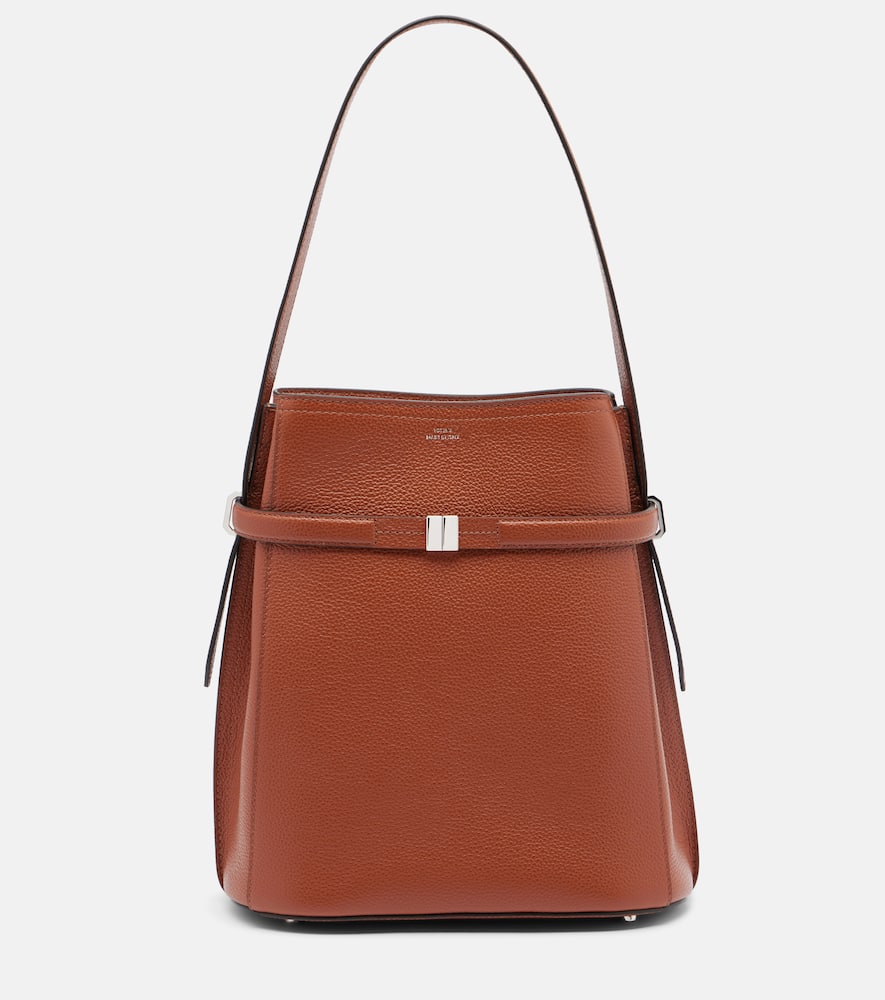 Totême Belted Leather Tote Bag In Brown