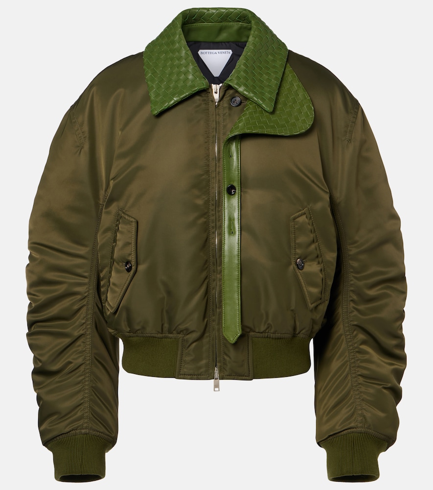Bottega Veneta Intrecciato leather-trimmed bomber jacket