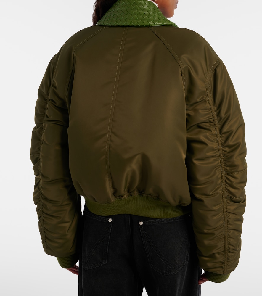  Bottega Veneta Bottega Veneta Intrecciato Leather-trimmed Bomber Jacket 