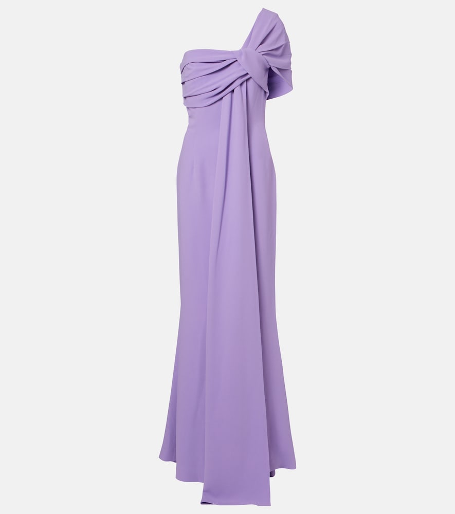 Elie Saab Draped one-shoulder silk-blend cady gown