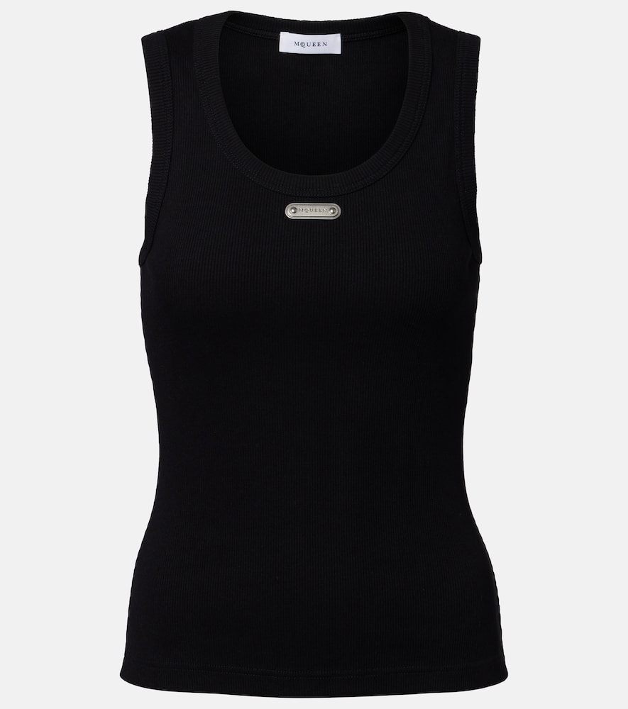 McQueen Logo ribbed-knit tank top