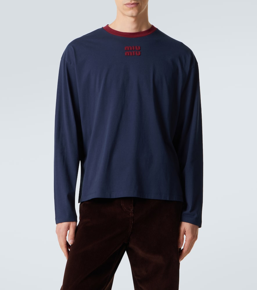  Miu Miu Miu Miu Longsleeve Aus Baumwoll-jersey 