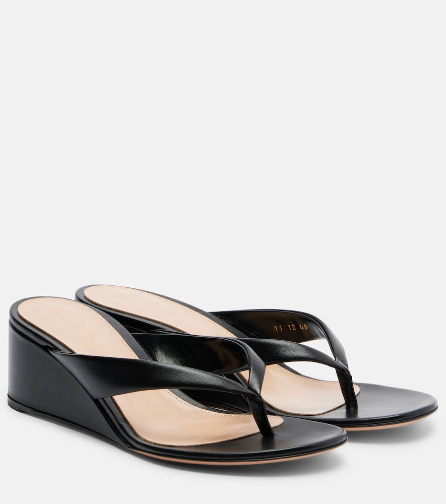 Gianvito Rossi Leather wedge thong sandals