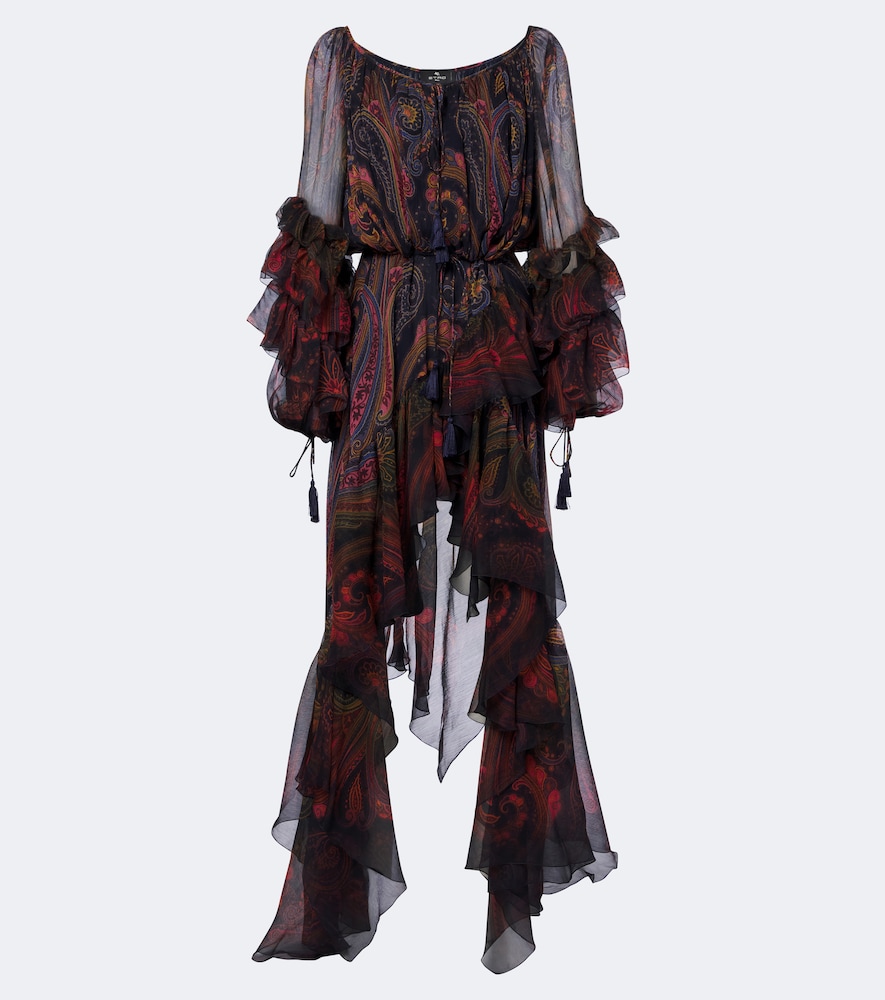 Bedruckte Robe aus Seidenchiffon