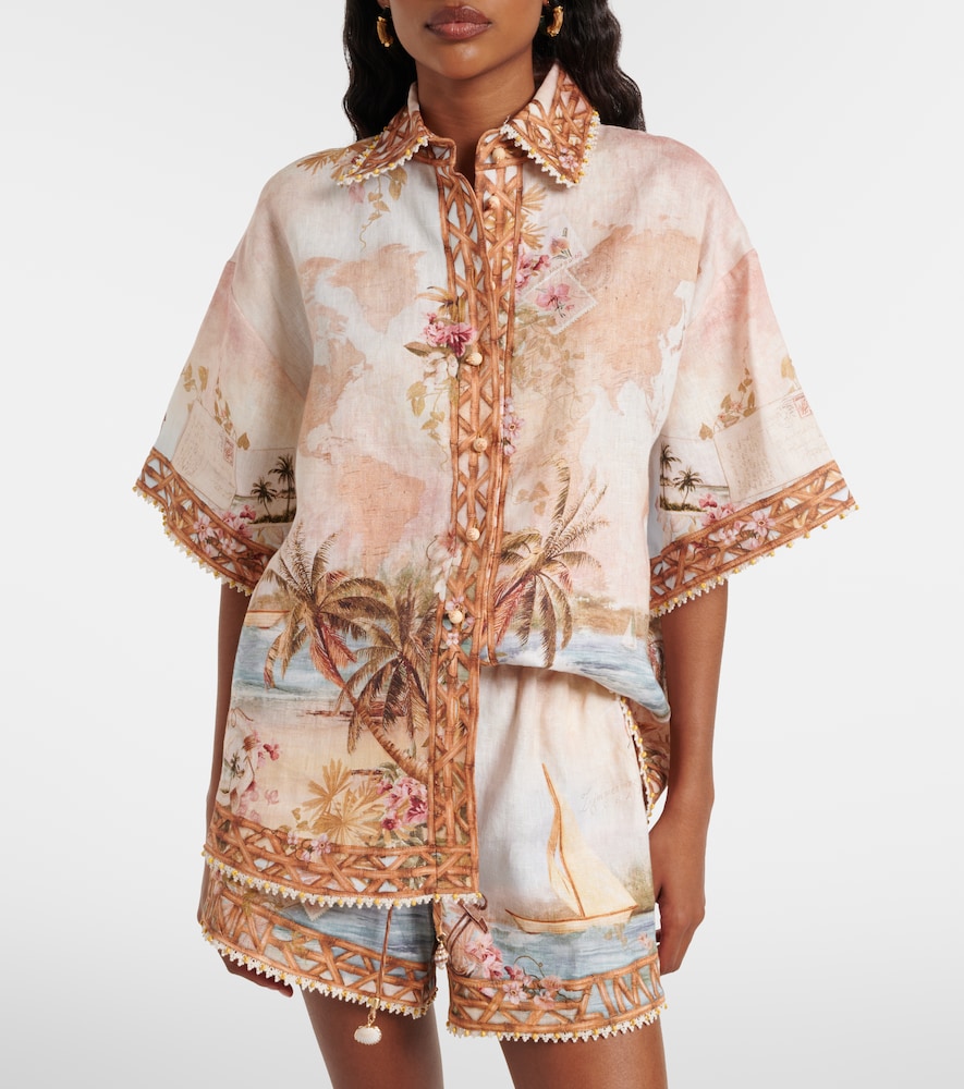 Mahon Printed Linen Bowling Shirt