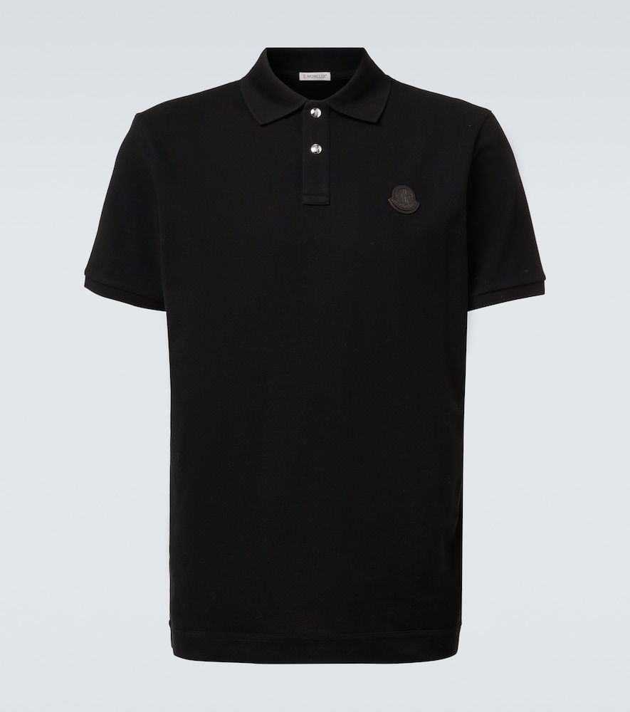 Moncler eather-trimmed cotton piqué polo shirt