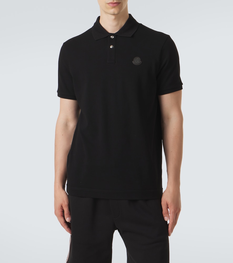 Moncler eather-trimmed cotton piqué polo shirt | Thumbnail 3 Moncler eather-trimmed cotton piqué polo shirt | Thumbnail 3