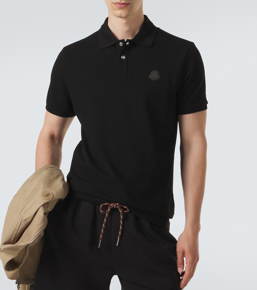 Moncler eather-trimmed cotton piqué polo shirt | Thumbnail 4 Moncler eather-trimmed cotton piqué polo shirt | Thumbnail 4