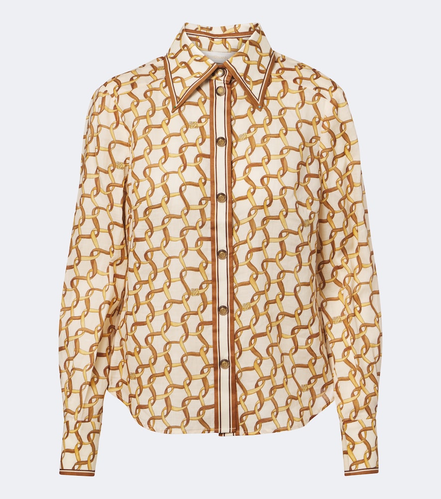 Zimmermann Printed Ramie Shirt In Multicoloured