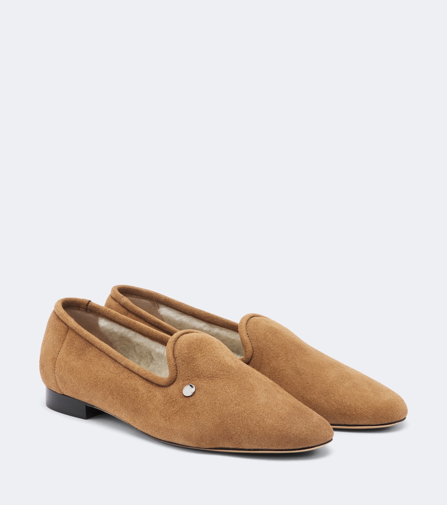 Loafers aus Veloursleder mit Lammfell