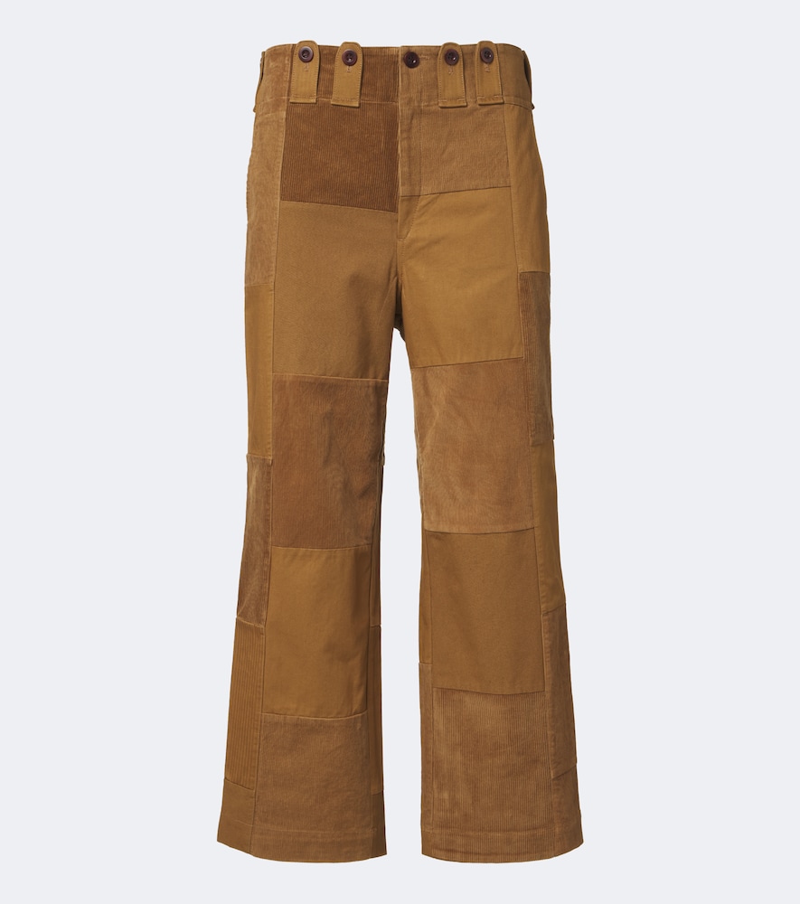 Junya Watanabe Patchwork Cotton Wide-leg Pants In Beige