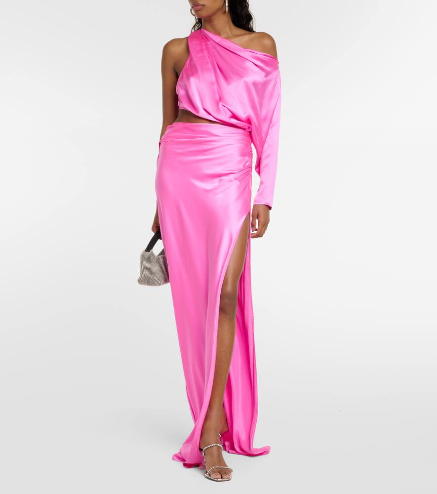 Shop The Sei Draped Cutout Silk Satin Gown In Pink