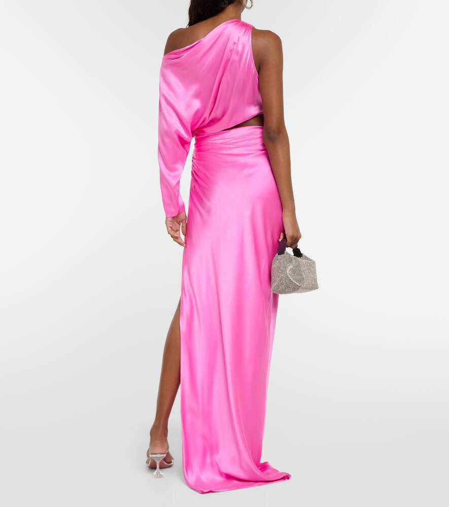 Shop The Sei Draped Cutout Silk Satin Gown In Pink