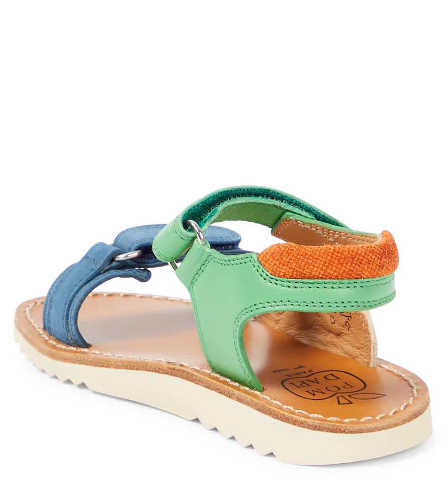 Pom D'api Waff Jimmy Leather Sandals In Nubuck - Nappa Denim-vert
