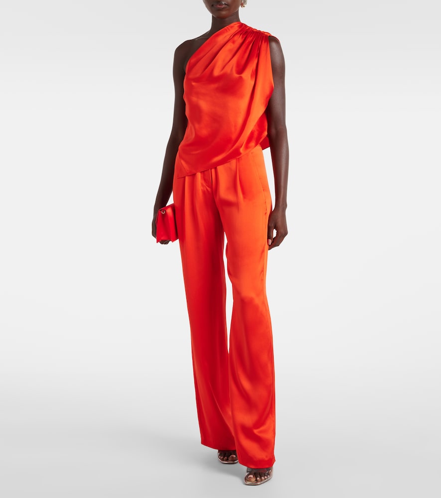  The Sei The Sei Asymmetric One-shoulder Silk Satin Top 