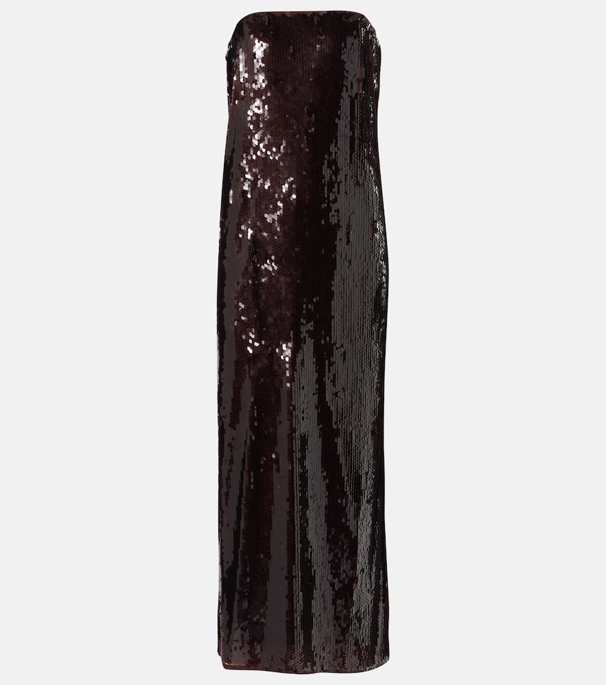 Staud Casey Sequined Maxi Dress In Bronze