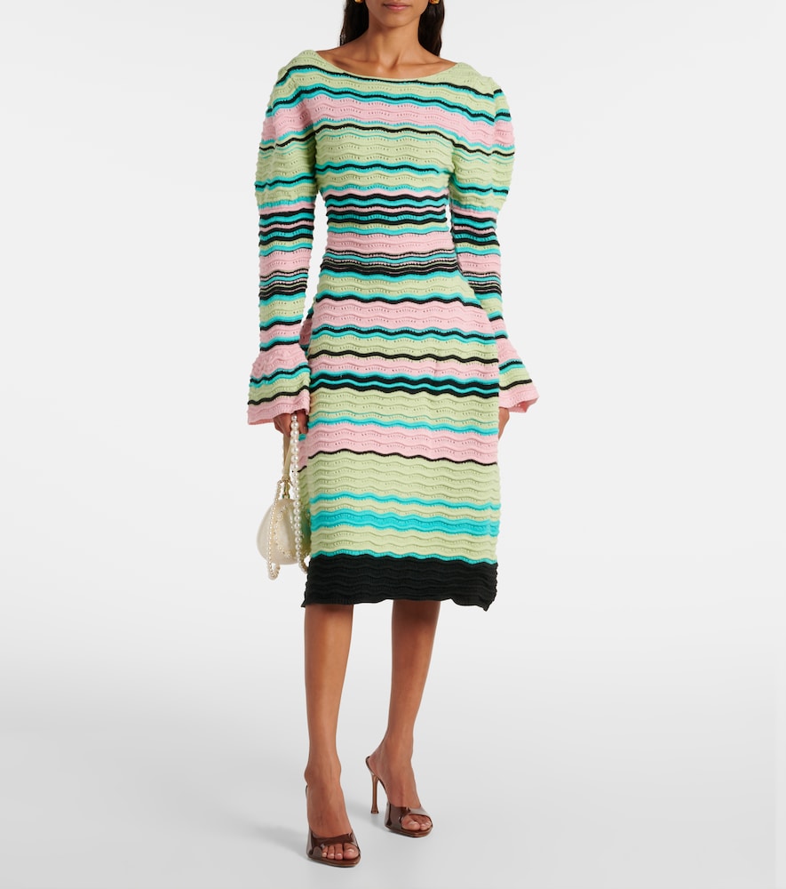  Susan Fang Susan Fang Striped Puff-sleeve Midi Dress 