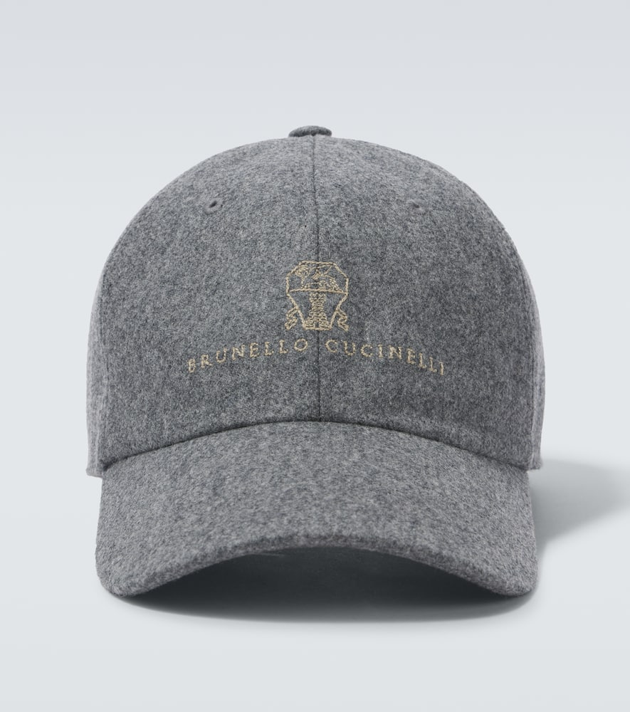 Brunello Cucinelli Logo virgin wool flannel baseball cap