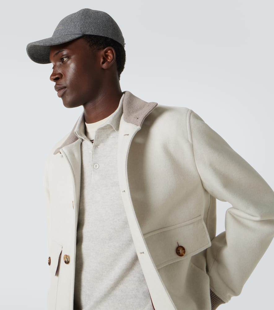 Brunello Cucinelli Virgin Wool Embroidered Baseball Cap In Gray