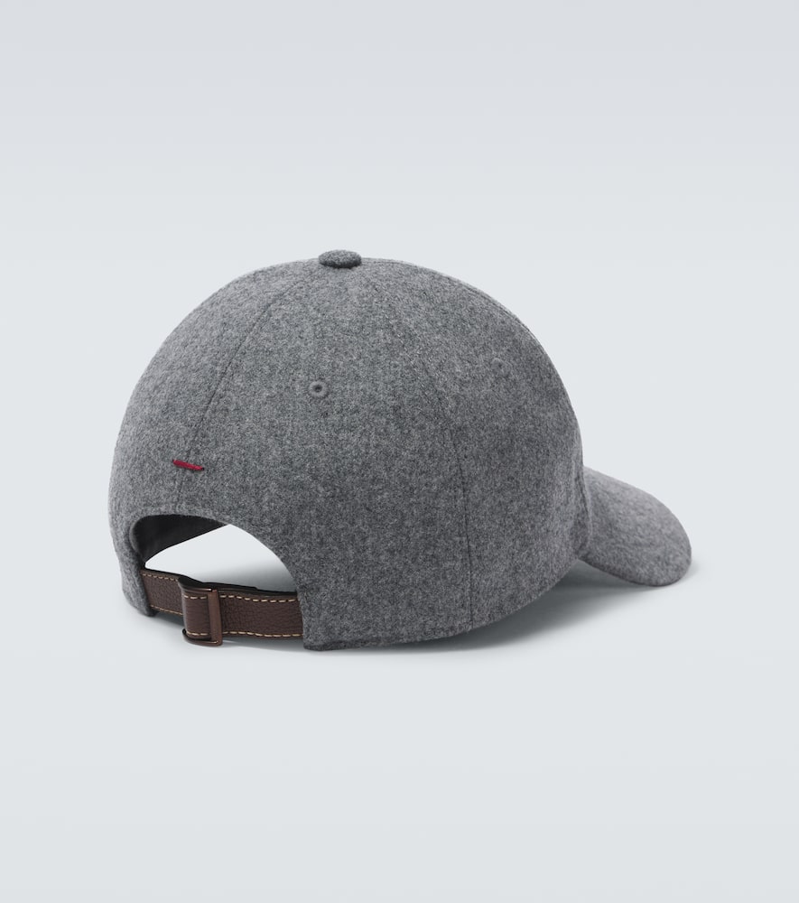 Brunello Cucinelli Virgin Wool Embroidered Baseball Cap In Gray