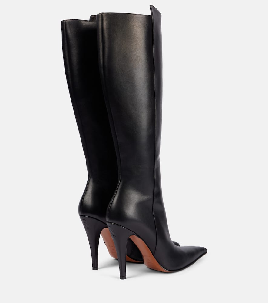 Alexander Mcqueen Birdee Leather Knee-high Boots In Black