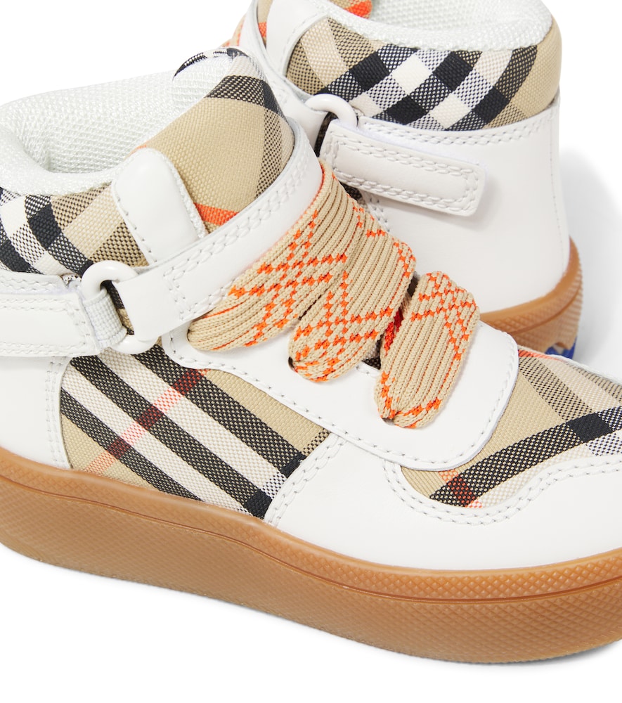  Burberry Kids Burberry Kids Burberry Check Leather And Canvas Sneakers 