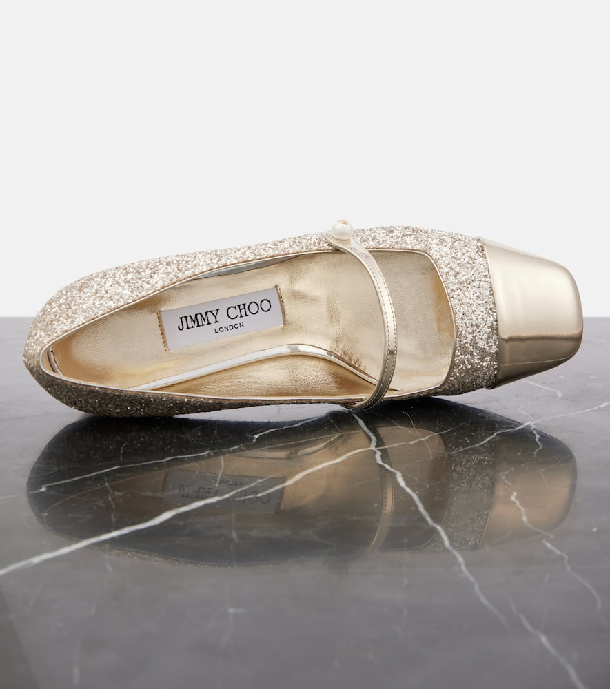 Jimmy Choo Glitter And Laminated Leather Pumps Color Gold And Sand In Gold