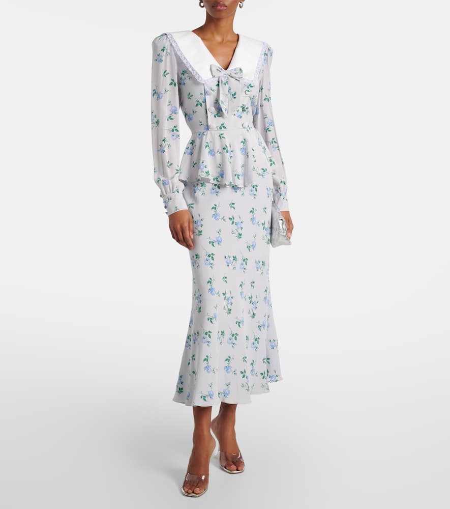 Alessandra Rich Silk Satin Maxi Dress In Black