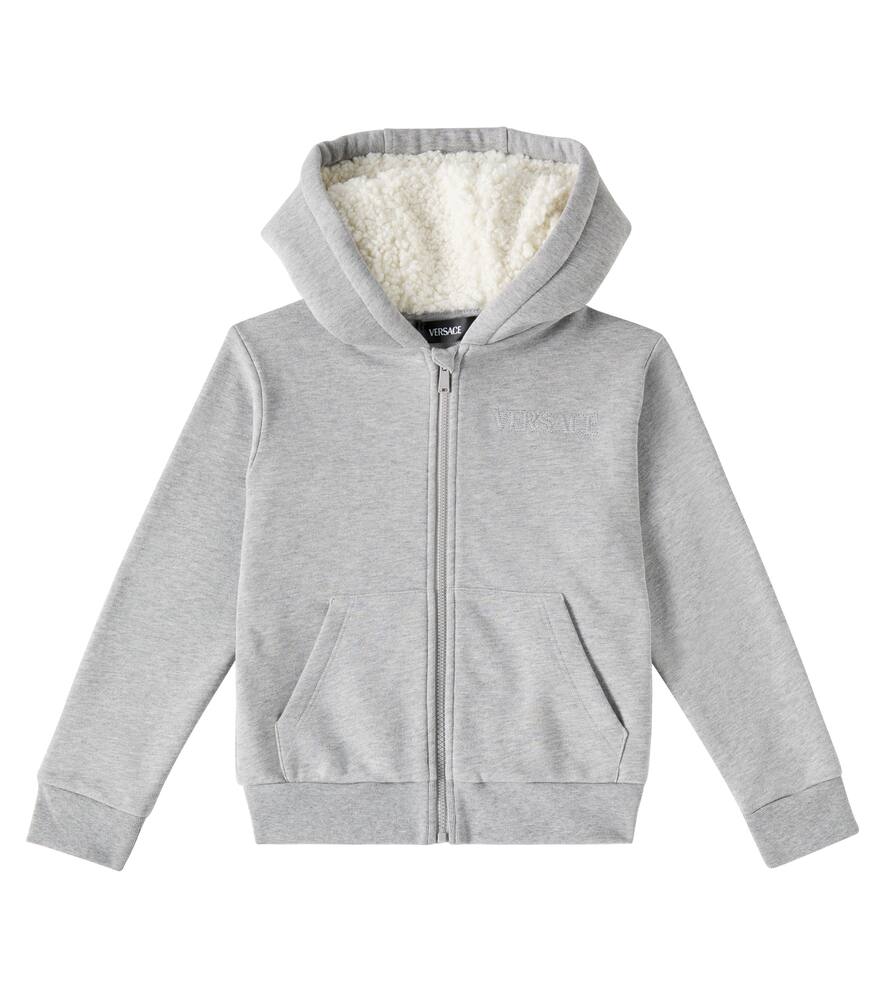 Versace Kids Medusa faux shearling-lined cotton hoodie