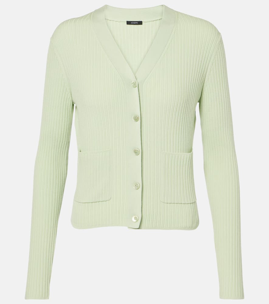 Ribbed-knit wool cardigan