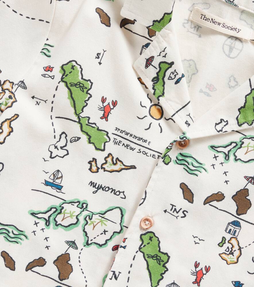 The New Society Arkoi Printed Cotton Shirt In White