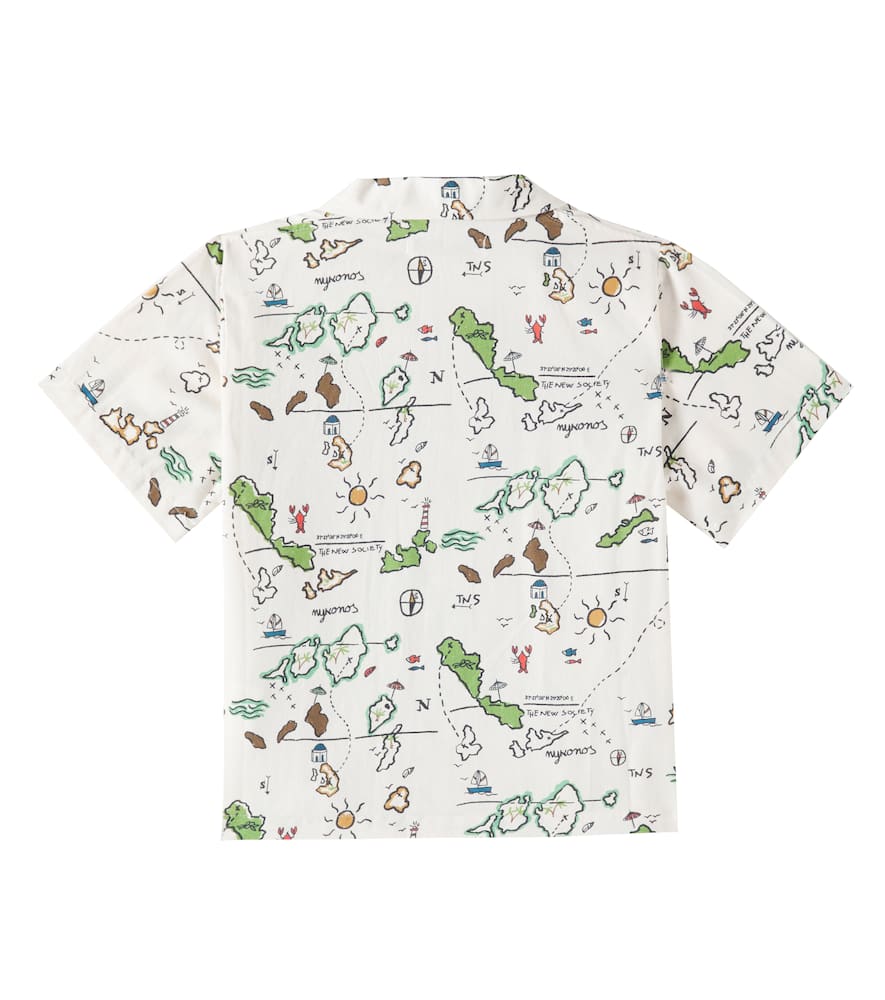 The New Society Arkoi Printed Cotton Shirt In White