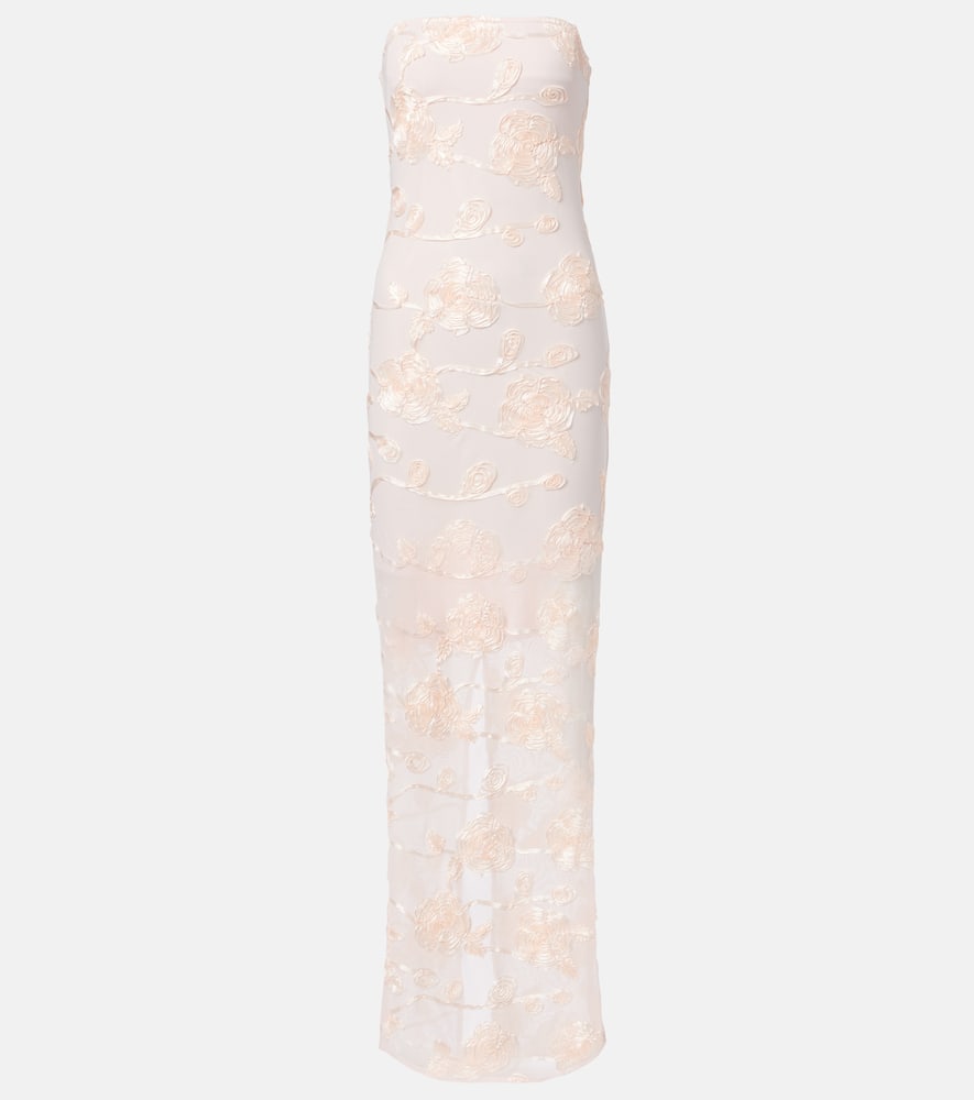 Embroidered mesh maxi dress