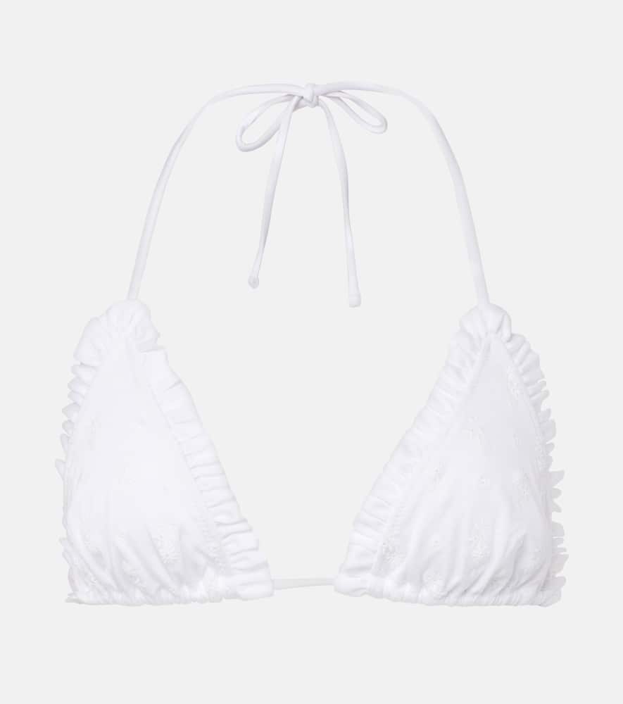 Chloé Broderie anglaise ruffled bikini top