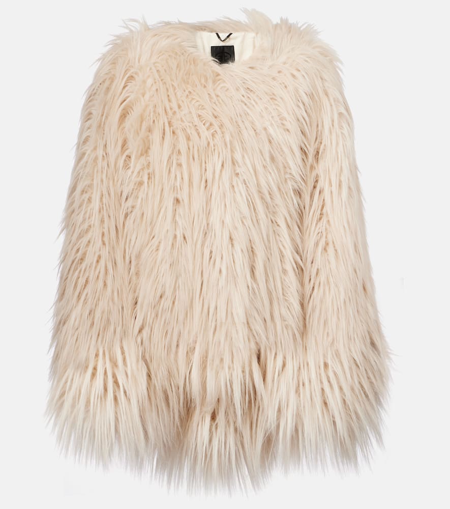 Goldbergh Long Faux Fur Jacket Side Pockets In Neutral