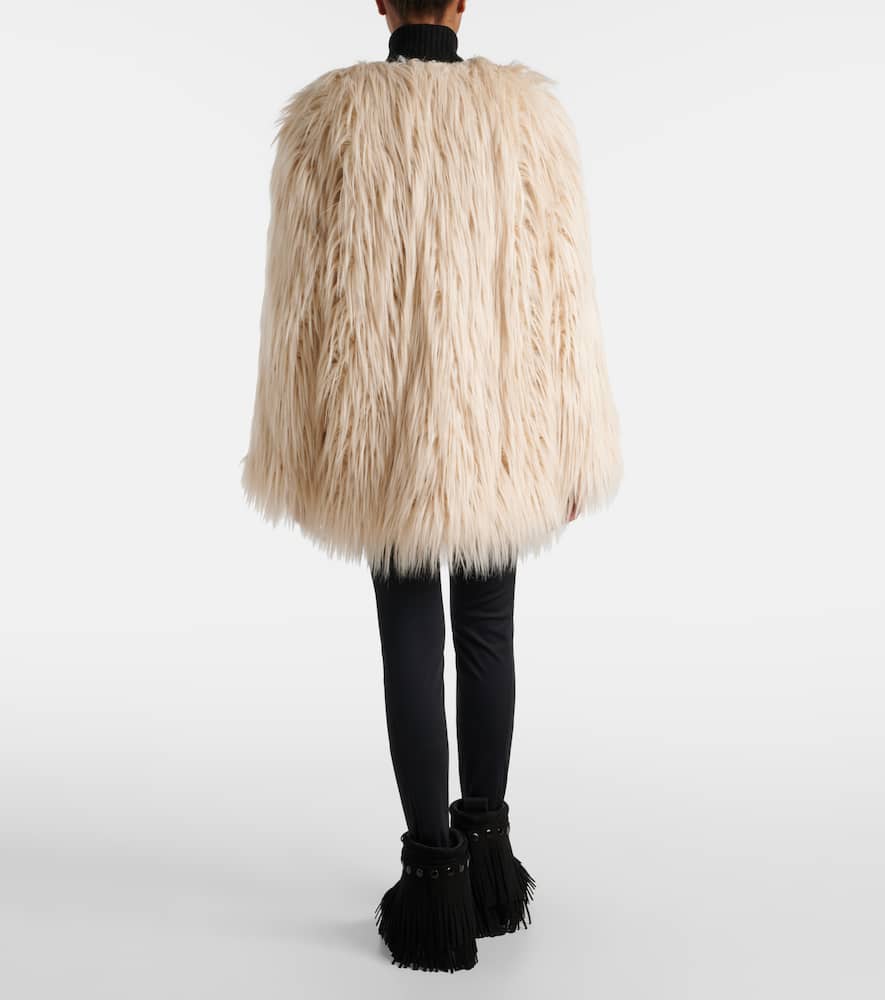 Goldbergh Long Faux Fur Jacket Side Pockets In Neutral