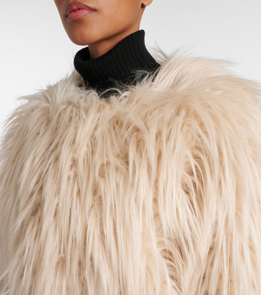 Goldbergh Long Faux Fur Jacket Side Pockets In Neutral
