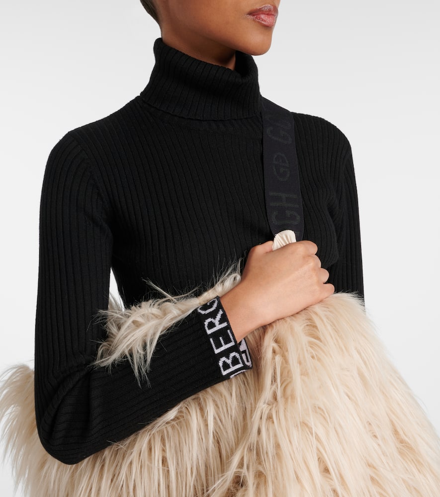 Goldbergh Long Faux Fur Jacket Side Pockets In Neutral