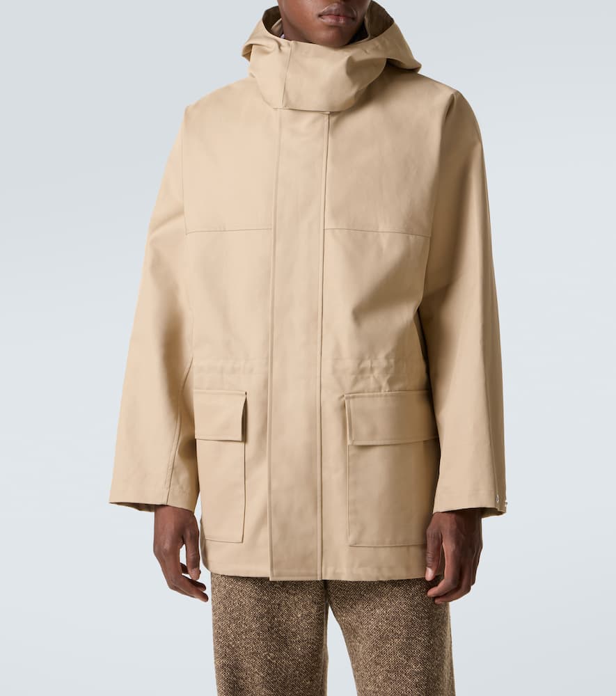 Auralee Hooded Cotton Gabardine Jacket In Multi