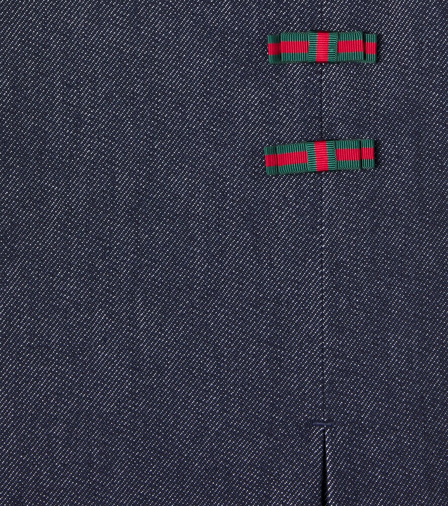  Gucci Kids Gucci Kids Web Stripe Pleated Denim Dress 
