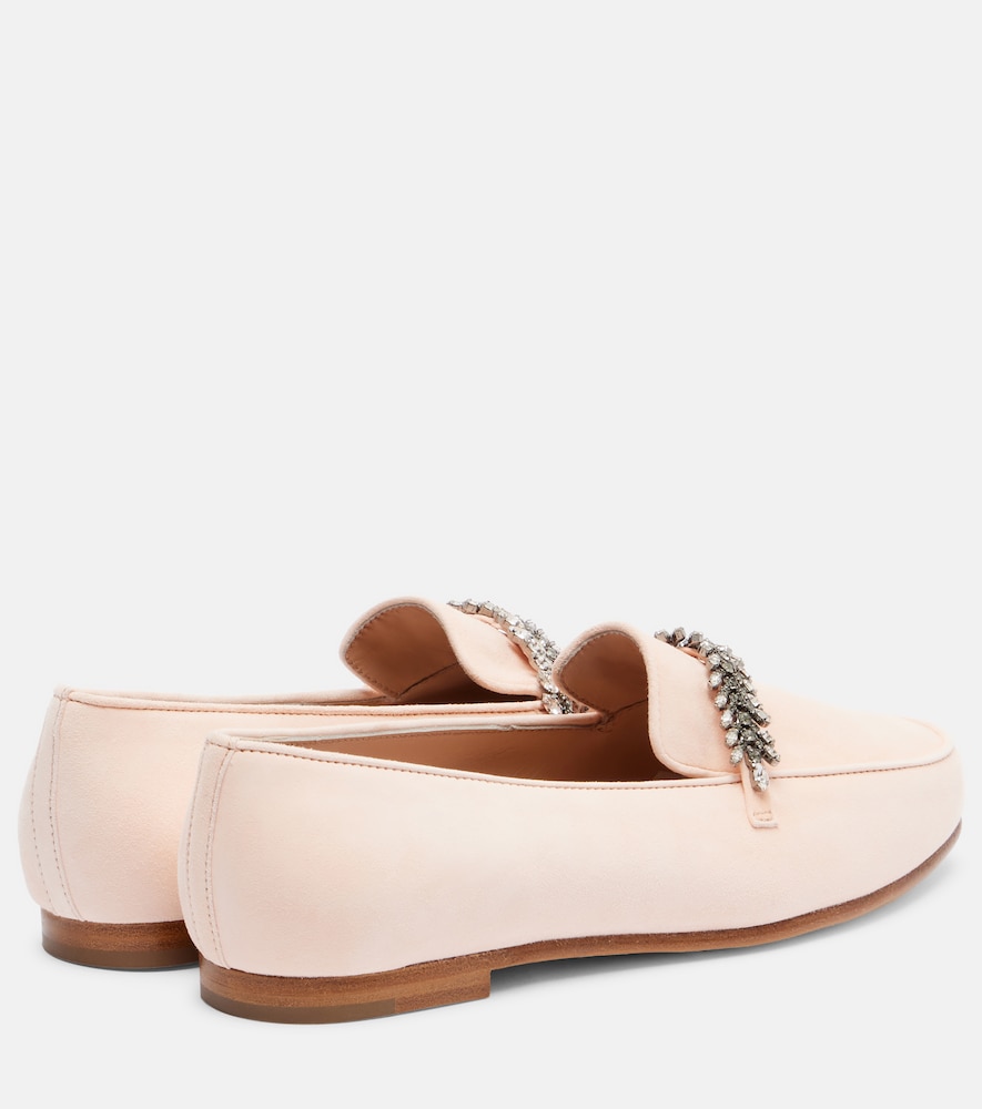  Manolo Blahnik Manolo Blahnik Loafers Pisufa Aus Veloursleder Mit Kristallen 