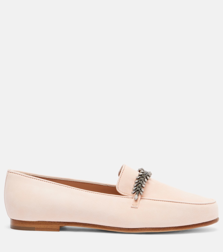  Manolo Blahnik Manolo Blahnik Loafers Pisufa Aus Veloursleder Mit Kristallen 