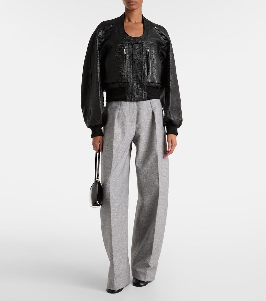 Jacquemus Curvo Cotton And Wool Wide-leg Pants In Gray