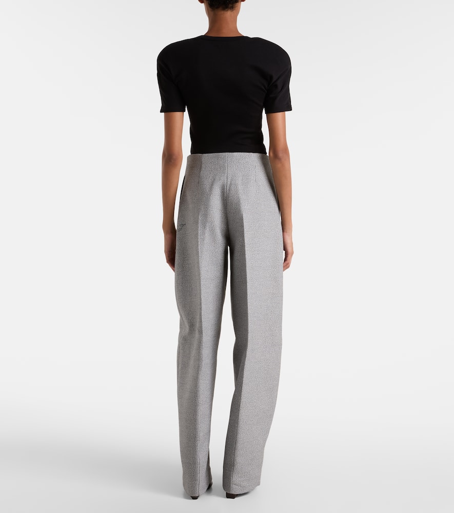 Jacquemus Curvo Cotton And Wool Wide-leg Pants In Gray