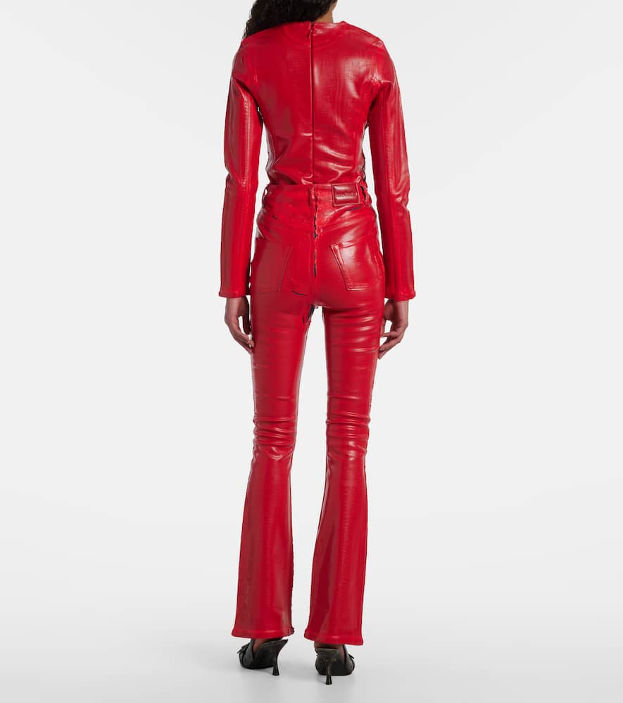 Acne Studios Porto Distressed Cotton-blend Flared Pants In Red