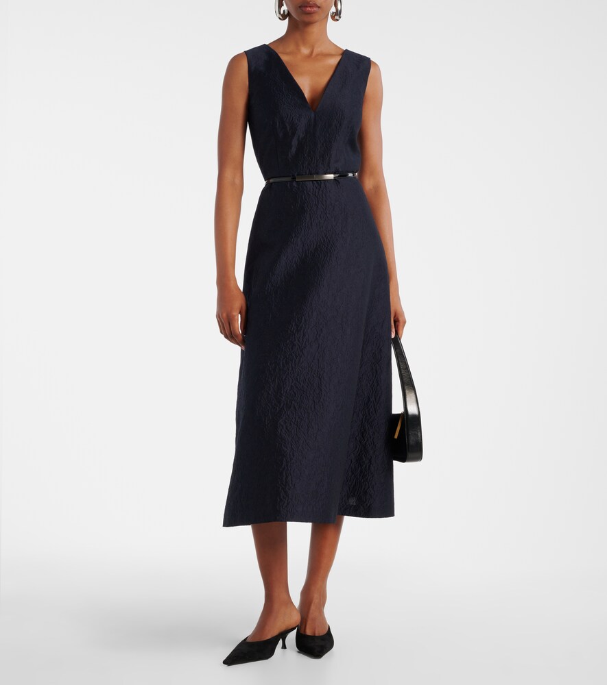 Max Mara Lyon cotton and silk-blend cloqué midi dress