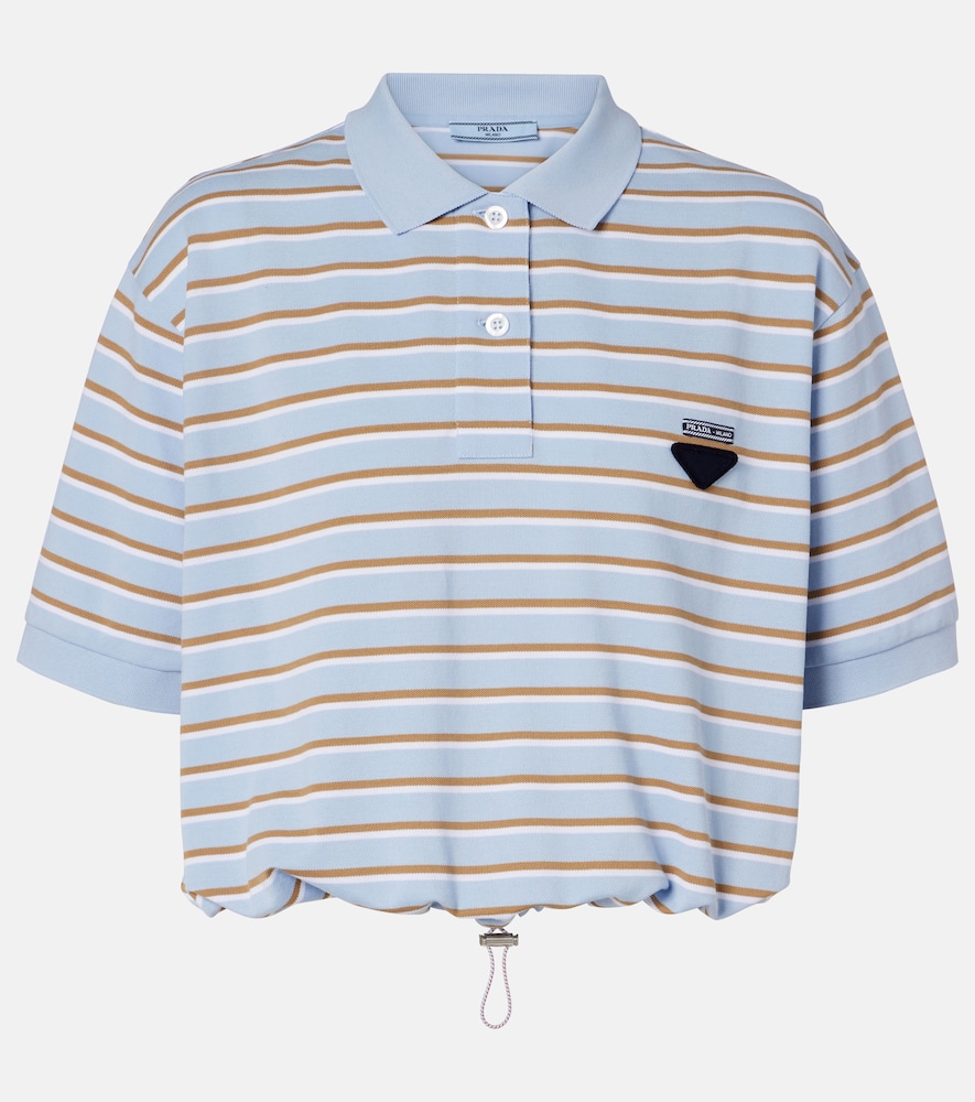 Striped cotton piqué polo shirt