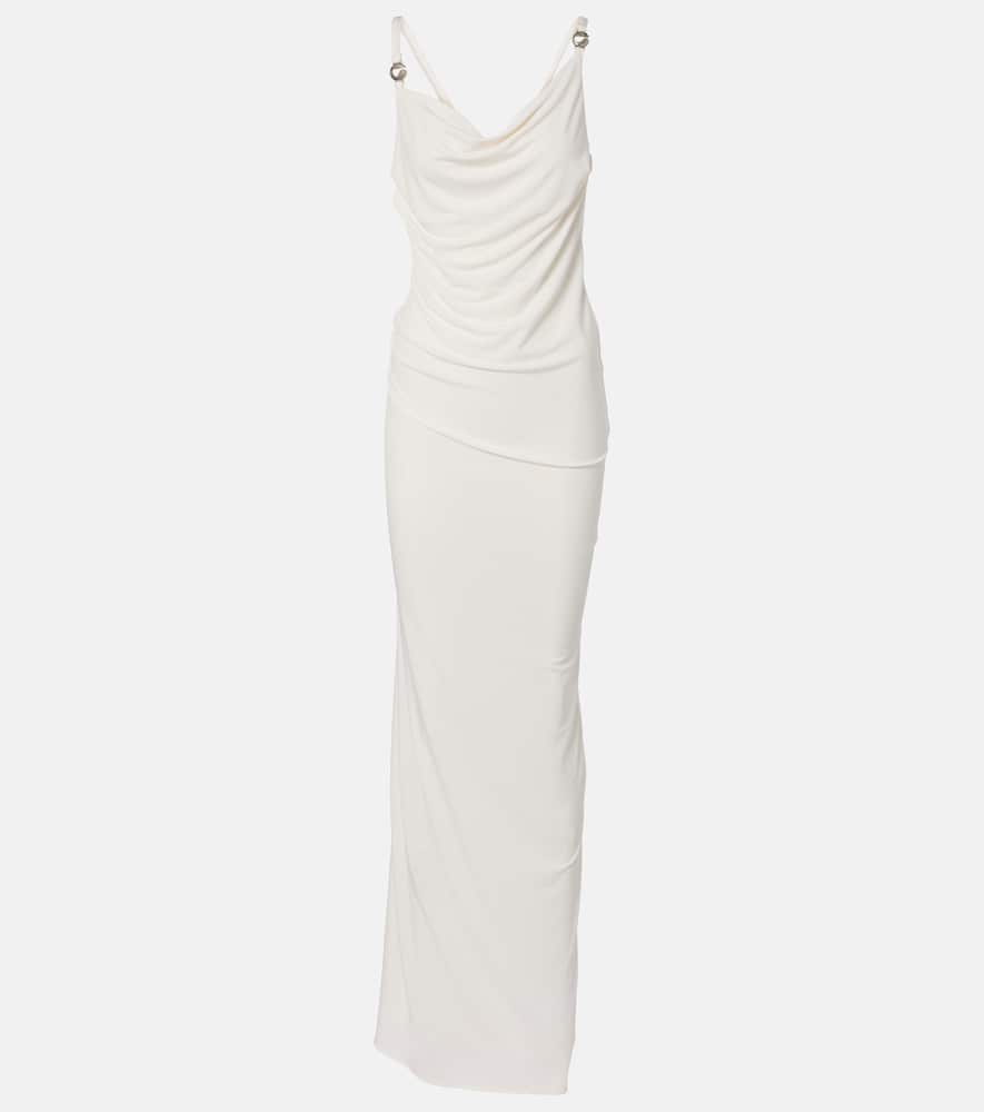 Draped open-back jersey maxi dress